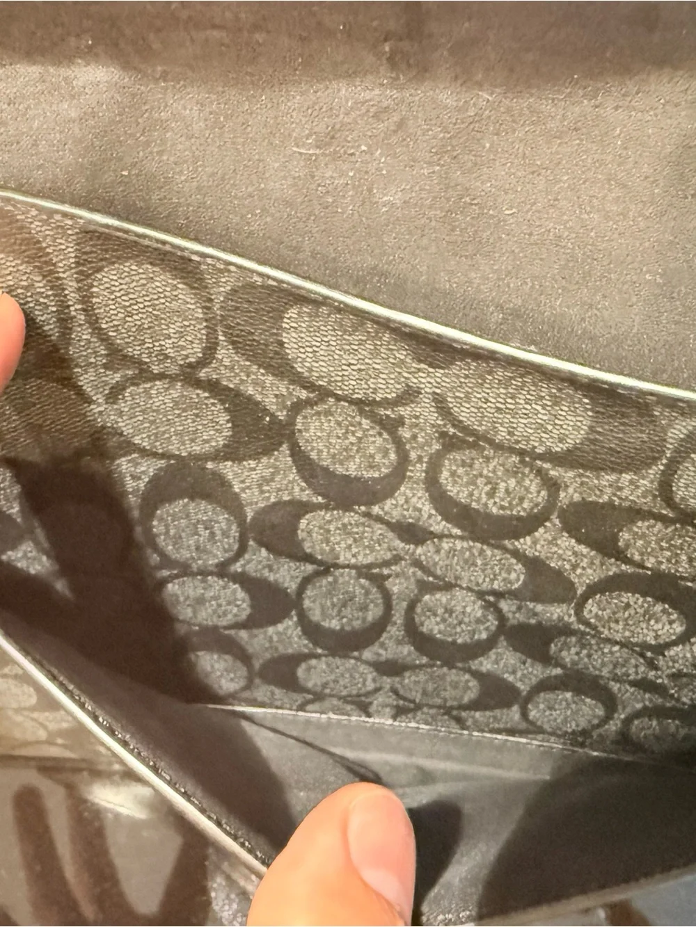 Coach Black Charcoal Signature Canvas Clutch